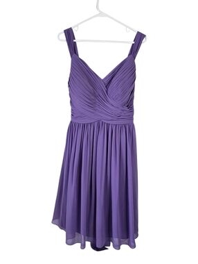 NWT Azazie Mikaela Chiffon Bridesmaid Dress Tahiti Purple Pleated Bodice A18